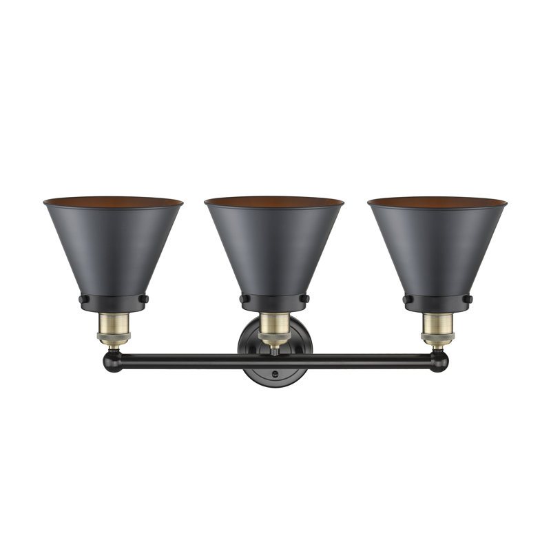 Éclairage pour meuble-lavabo à 3 lumières à intensité variable Stengel, Laiton antique noir, Noir mat