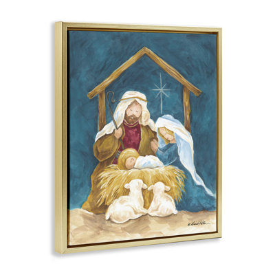 Comforting Nativity Painting Floating Frame, design by Diane Kater