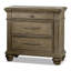 Mobilier de chambre à coucher formel Ensemble de 3 pièces pour très grand lit avec table de chevet et coffre en chêne vieilli avec rangement rembourré en tissu beige-129372672