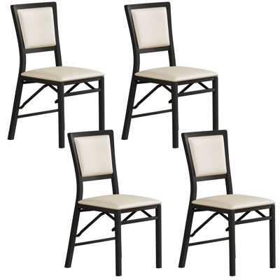 Ensemble de 4 chaises de salle à manger pliantes rembourrées, chaises de salle à manger en similicuir Parsons, chaises d'appoint sans accoudoirs avec sièges rembourrés