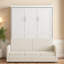Full Size Murphy Bed Wall Bed with Cushion,White-293293788