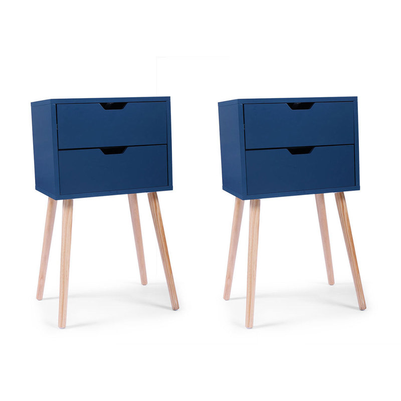 Coldiron Drawer Mid-Century Nightstand, Blue