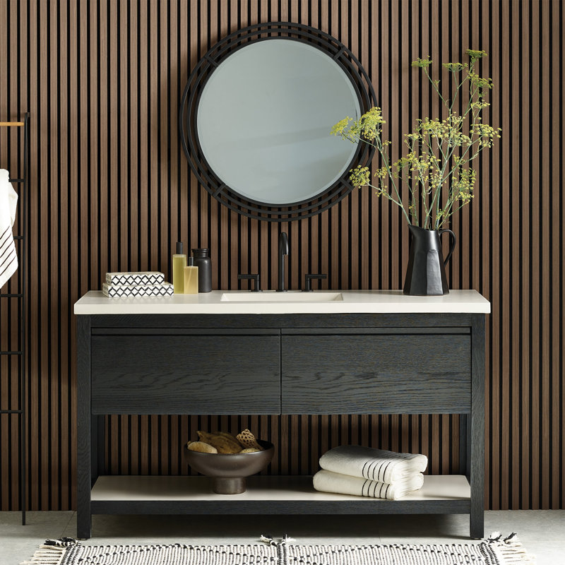 Base de meuble-lavabo simple 60 po Solace, Chêne minuit