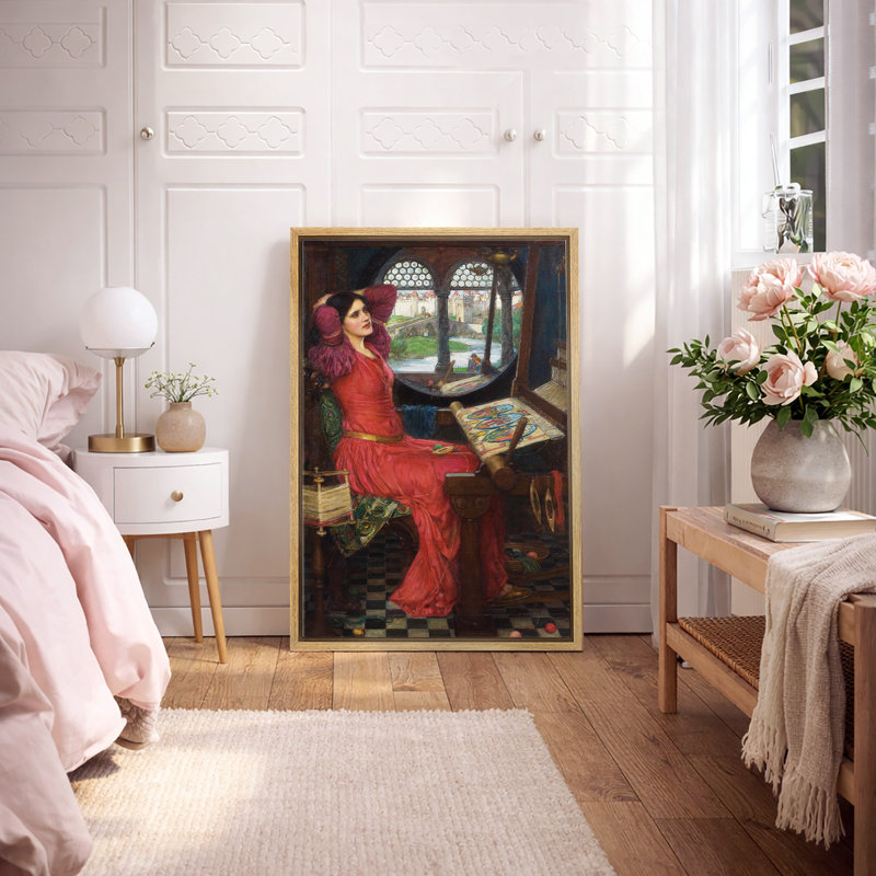 Art médiéval au métier à tisser, images intérieures romantiques, impression sur toile encadrée, H 24 po x l 16 po x P 1,5 po
