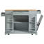Îlot de cuisine cannelé avec armoire de rangement pour poubelle, prise de courant, support de rangement interne, îlots de cuisine roulants sur 5 roues avec 3 tiroirs, 3 supports latéraux ouverts pour poubelle de 10 gallons-379106367