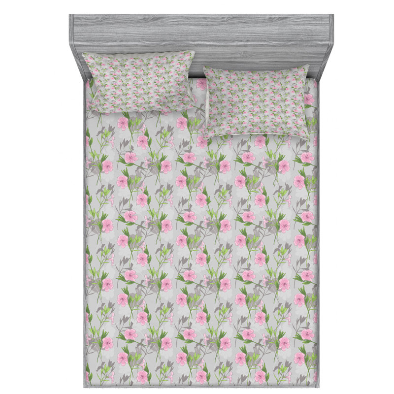 Ensemble de draps floral spring, Ensemble de drap pour grand lit avec drap-housse