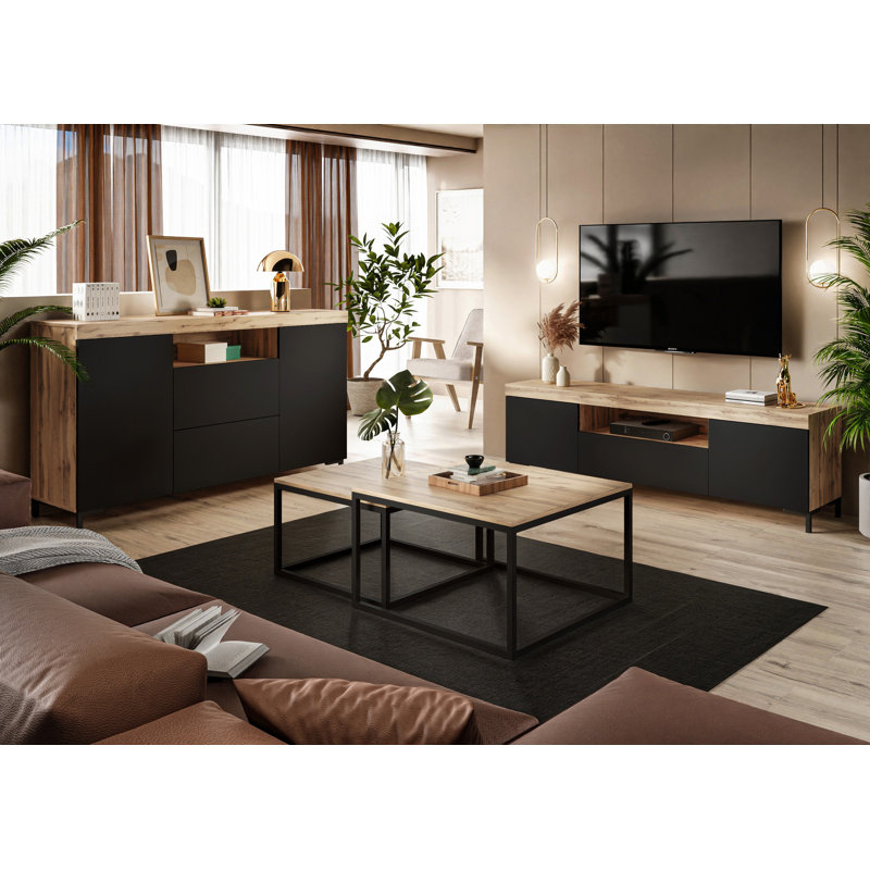 Addah 3 - Piece Living Room Table Set, Black