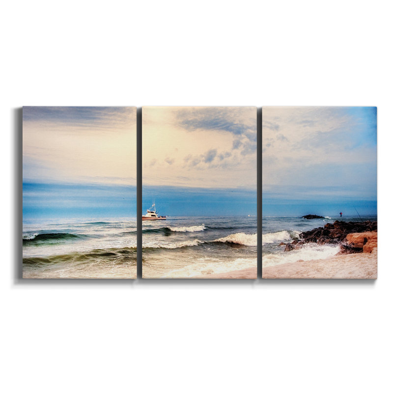 " Tranquil Blues " 3 - Pieces, 48" H x 96" W x 2" D