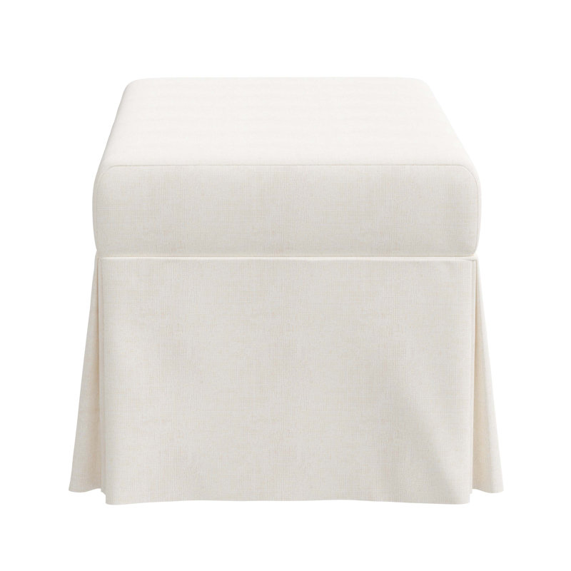 Banc de rangement rembourré Wyatt, Lin blanc texturé Zuma