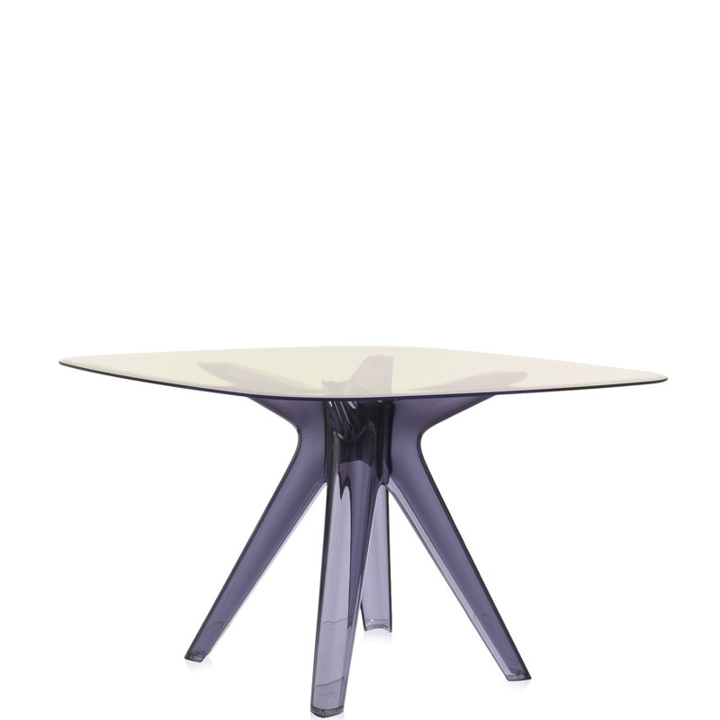 Sir Gio Square Glass Dining Table, Transparent, Yellow