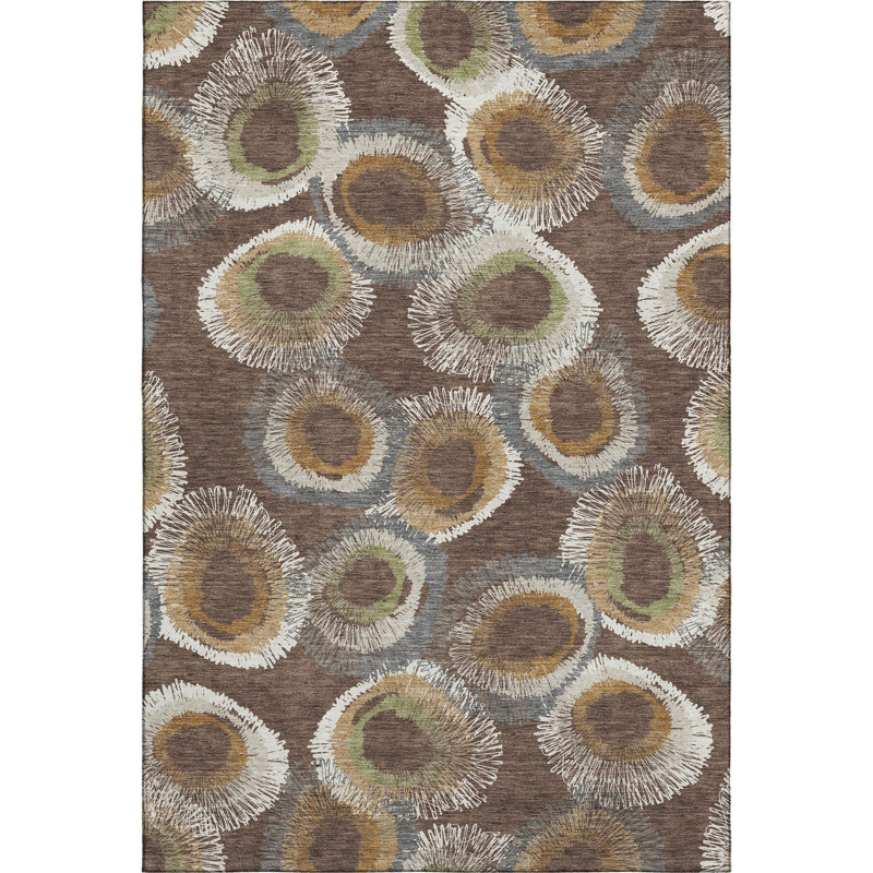 Premium Machine Washable Mayfield AMF2278 Geometric Rug, Brown, 8' x 10'