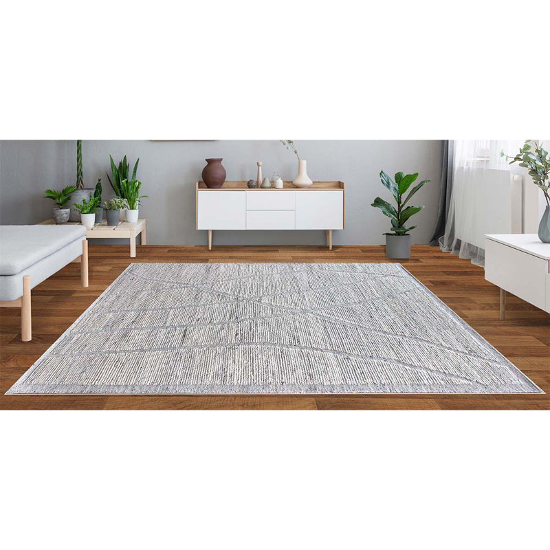 Wool Area Rug in Ivory, Rectangle 8' x 10'