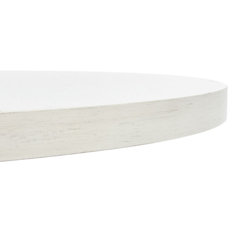 Round Solid Wood Base Dining Table, White Wash