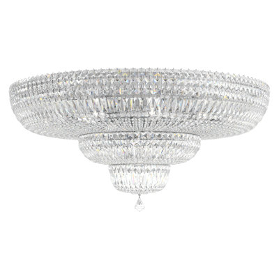 Petit Crystal Deluxe 27 Light 36in x 17in Flush Mount in Polished Gold with Clear Optic Crystals