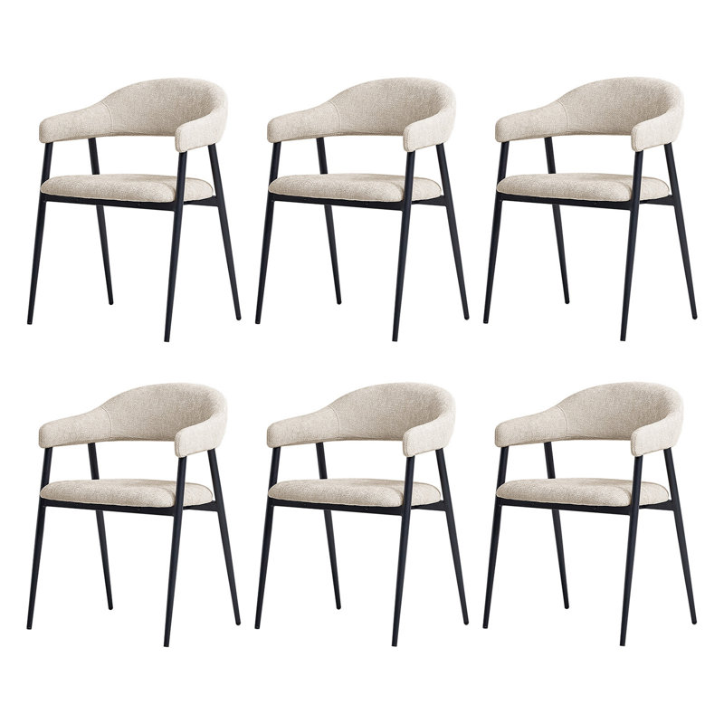 Remedios Modern Dinning Chair With Metal Legs, Tan, 6