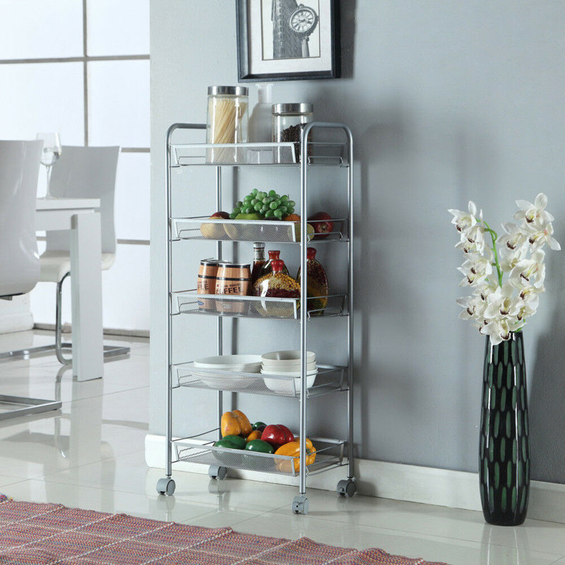 41'' H Utility Cart with Wheels, Silver