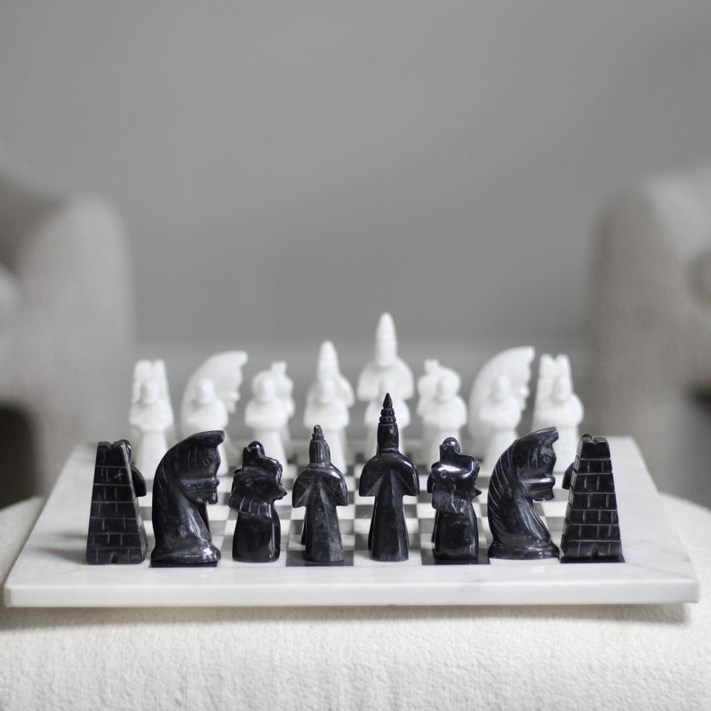 Japanese Marble Chess Set | Unique Marble Chess Set With Storage Case