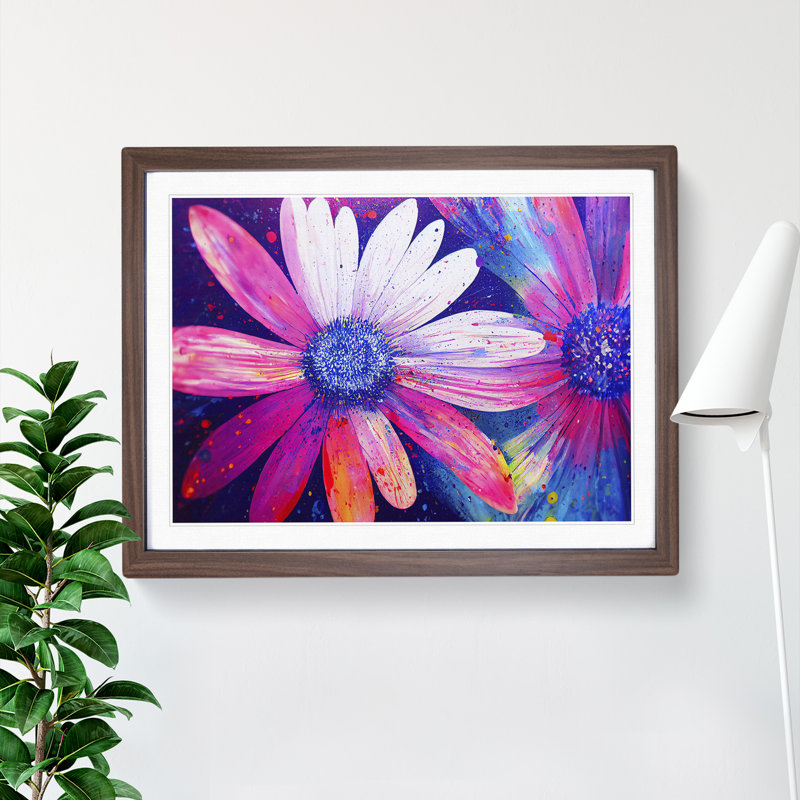 Daisy Flower Splash Vol.3 Abstract - Framed Print, 46cm H x 64cm W x 2cm D, Walnut