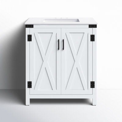 Slayton 30'' Single Bathroom Vanity with Engineered Marble Top
