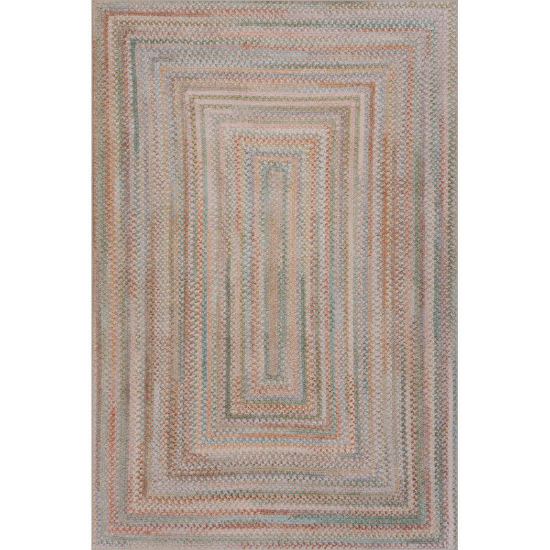  Navelle Bordered Washable Area Rug, Blue/Brown, Rectangle 5' x 7'