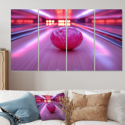 Pink And Purple Bowling Strike Celebration - Bowling Wall Art Print Set