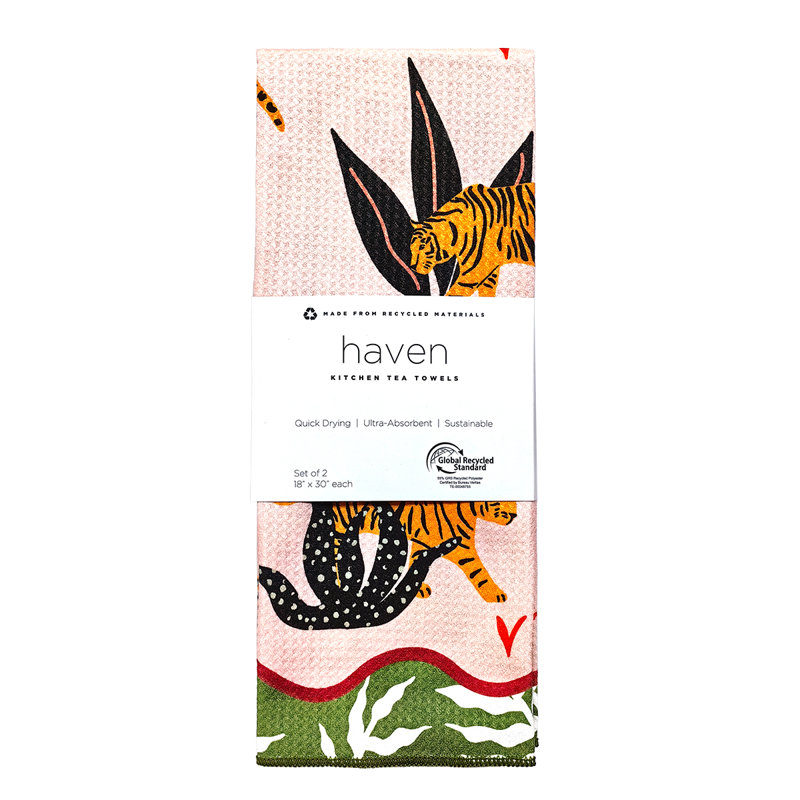 Printed GRS Microfiber Towels - 18 X 30", Big Cats