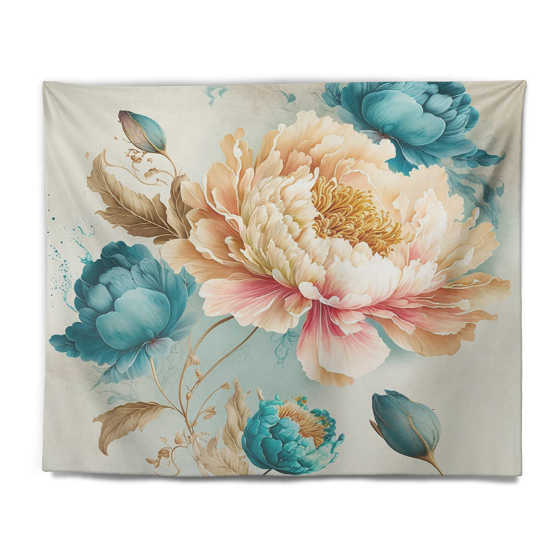 Tapisserie florale en polyester IV, H 50 po x l 60 po