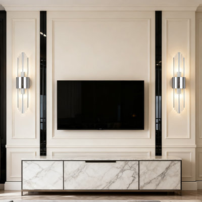 Applique murale moderne en cristal noir avec tige en verre transparent, finition en métal noir titane pour la chambre à coucher, le salon et l'éclairage de meuble-lavabo