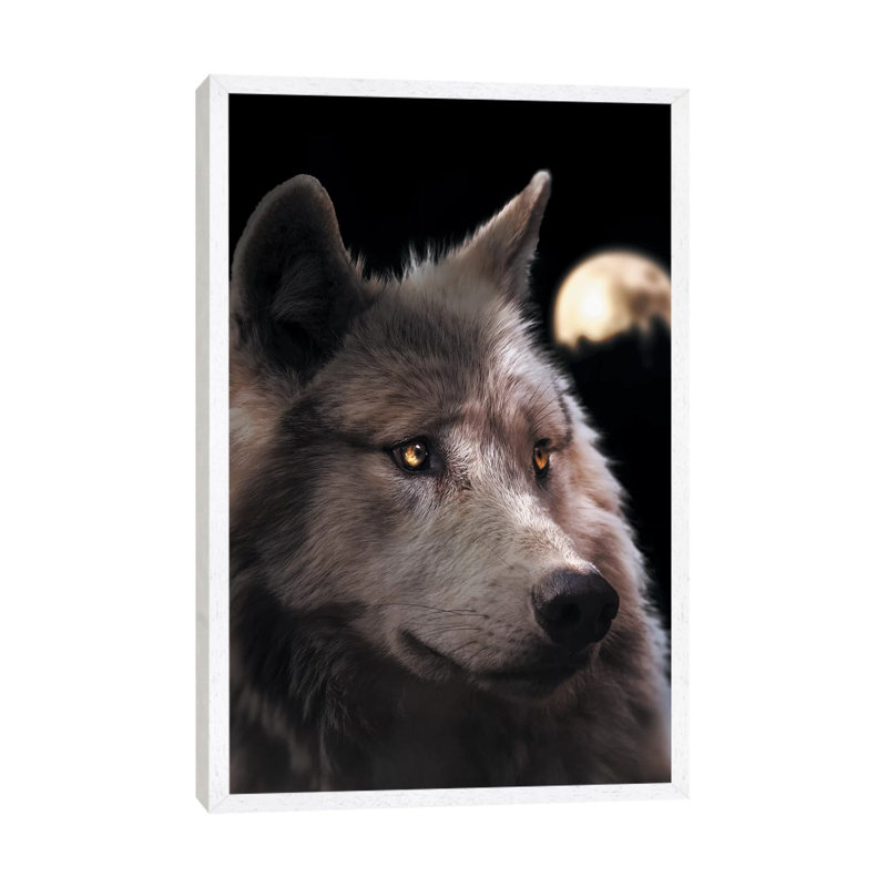 Wolf Moon by Zenja Gammer - Print on Canvas, 66.04 cm H x 45.72 cm W, White Framed