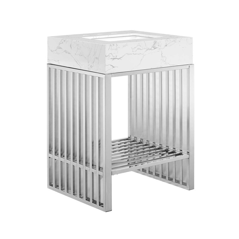Modway Gridiron 24" Bathroom Vanity, Silver