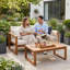 Causeuse avec table - Coussin en bois texturé et sièges profonds Toshiro