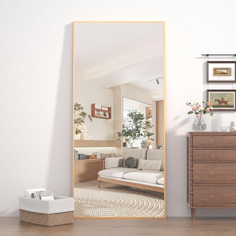 Aarati Aluminium Framed Freestading Full Length Mirror, Gold