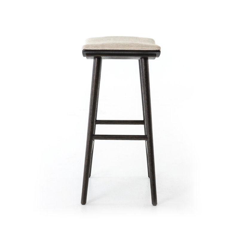 Union Wallis Belfast Solid Wood Stool, Counter Stool (26" Seat Height), Rayon/Viscose - Essence Natural/Black Parawood
