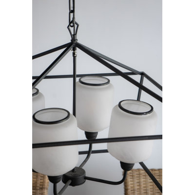 Lustre en fer 26 x 26 x 21,9 po, luminaire suspendu élégant de style industriel pour le vestibule de la salle à manger de la cuisine, ampoule non incluse