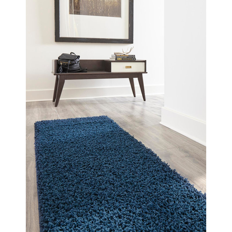 Tapis Santosha à poils longs, Tapis de couloir 2 pi 7 po x 10 pi, Sapphire Blue