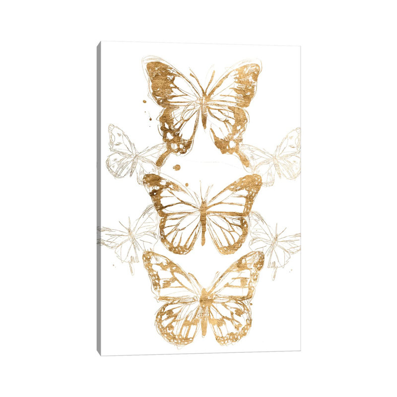 Gold Butterfly Contours I by June Erica Vess - Wrapped Canvas Print, 66.04 cm H x 45.72 cm W x 3.175 cm D
