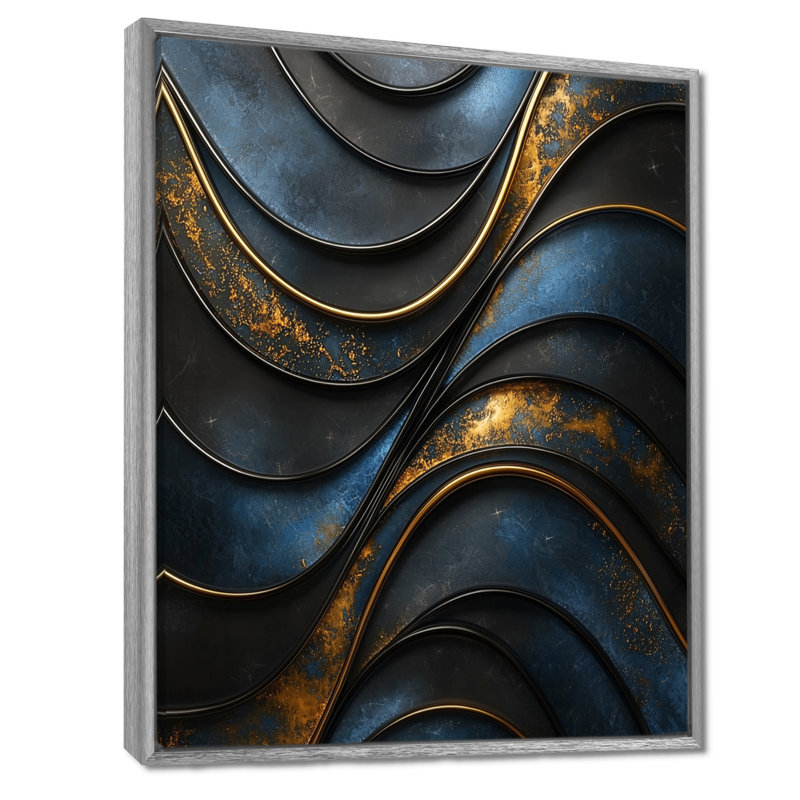 Odina Fractal Aqua Drift Of Marble II - art mural transitionnel, H 20 po x l 12 po, Impression encadrée sans passe-partout
