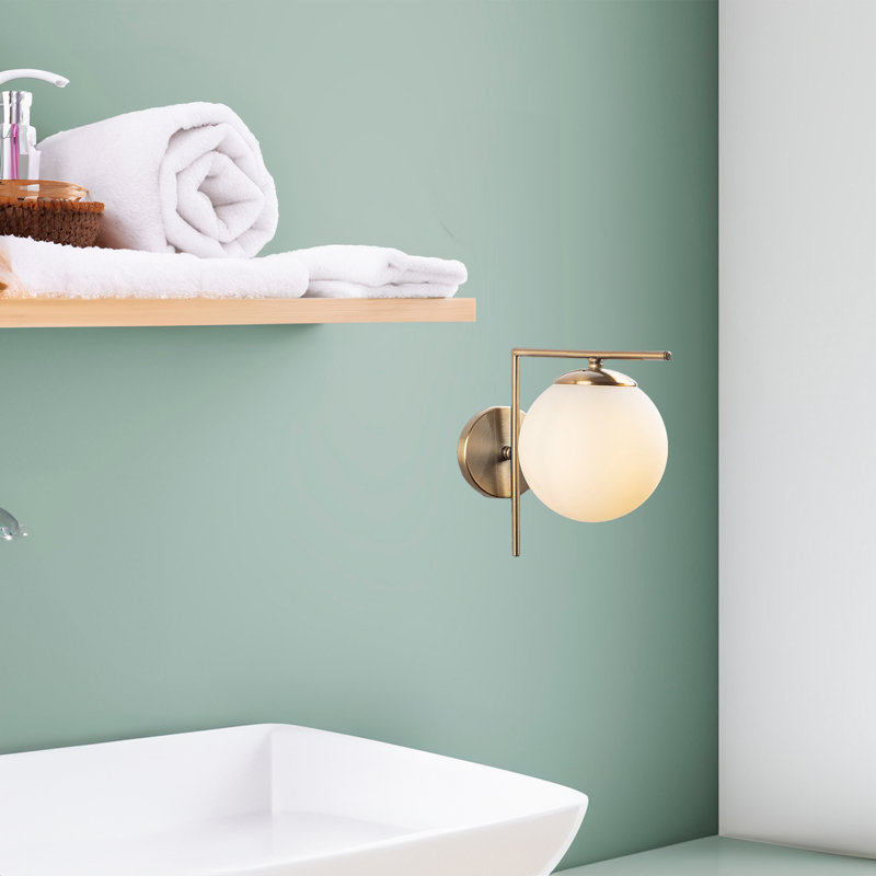 Modern Antique Wall Lamp, Metal Body with Glass Cap, 15 x 11 x 9 in | Max 40W, E14 Socket | Double Insulated, IP20 | Perfect for Glam, Scandinavian, and Hotel Decor | Elegant Lighting Accent for Any Room