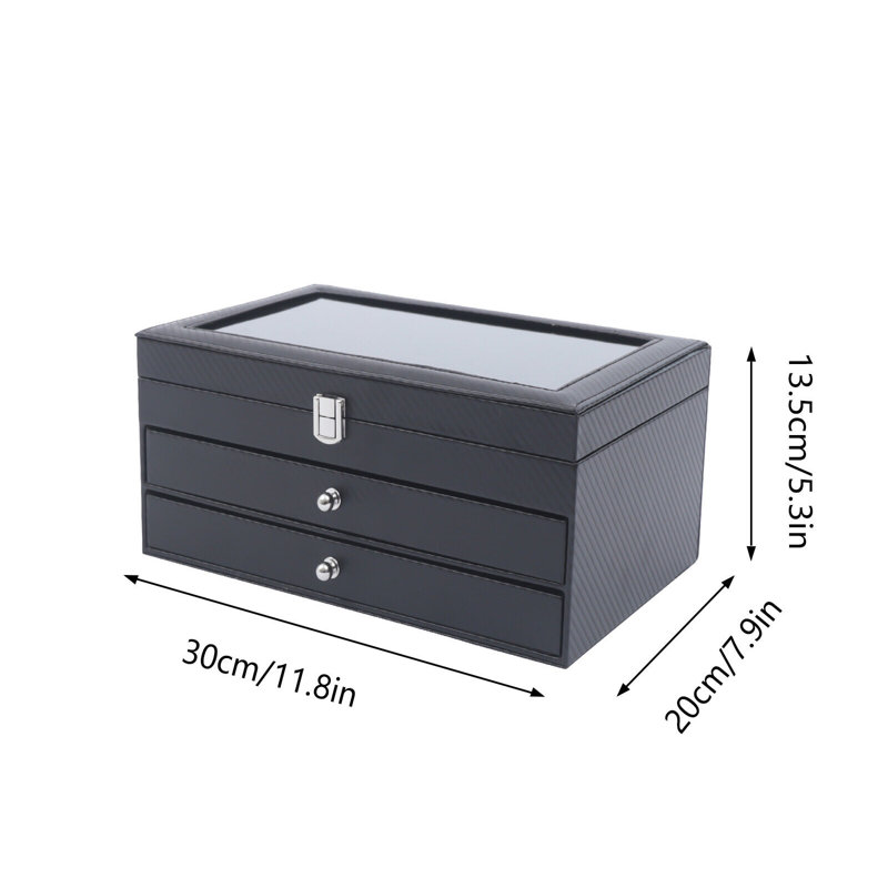 11.8" 3 Level Pen Collection Display Box 36 Piece with Top Glass Window