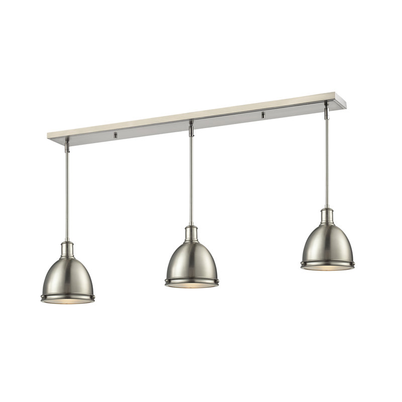 Marquise 3 - Light Kitchen Island Pendant, 9.75" H x 50" W x 8" D, Brushed Nickel