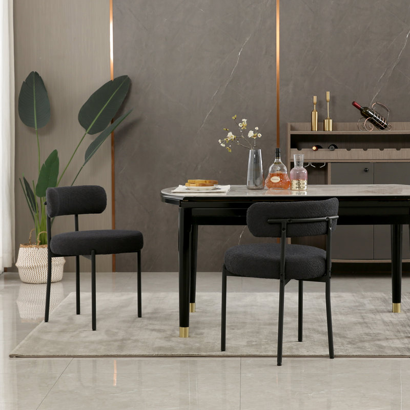 Ameira 75.95cm H Upholstered Metal Side Chair, Black