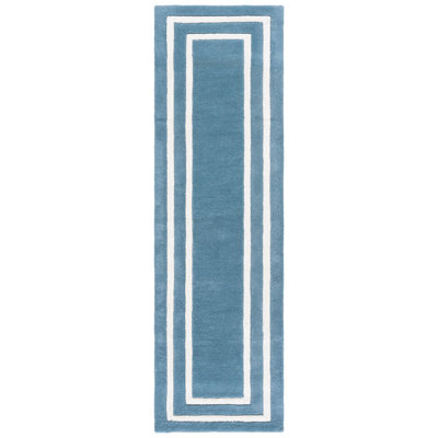 Lauren Ralph Lauren 6953 Hand Tufted Wool; Viscose Geometric Rug in Light Blue/Ivory