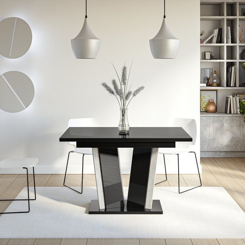 Extentable Dining Table Doha, Black Gloss Stone