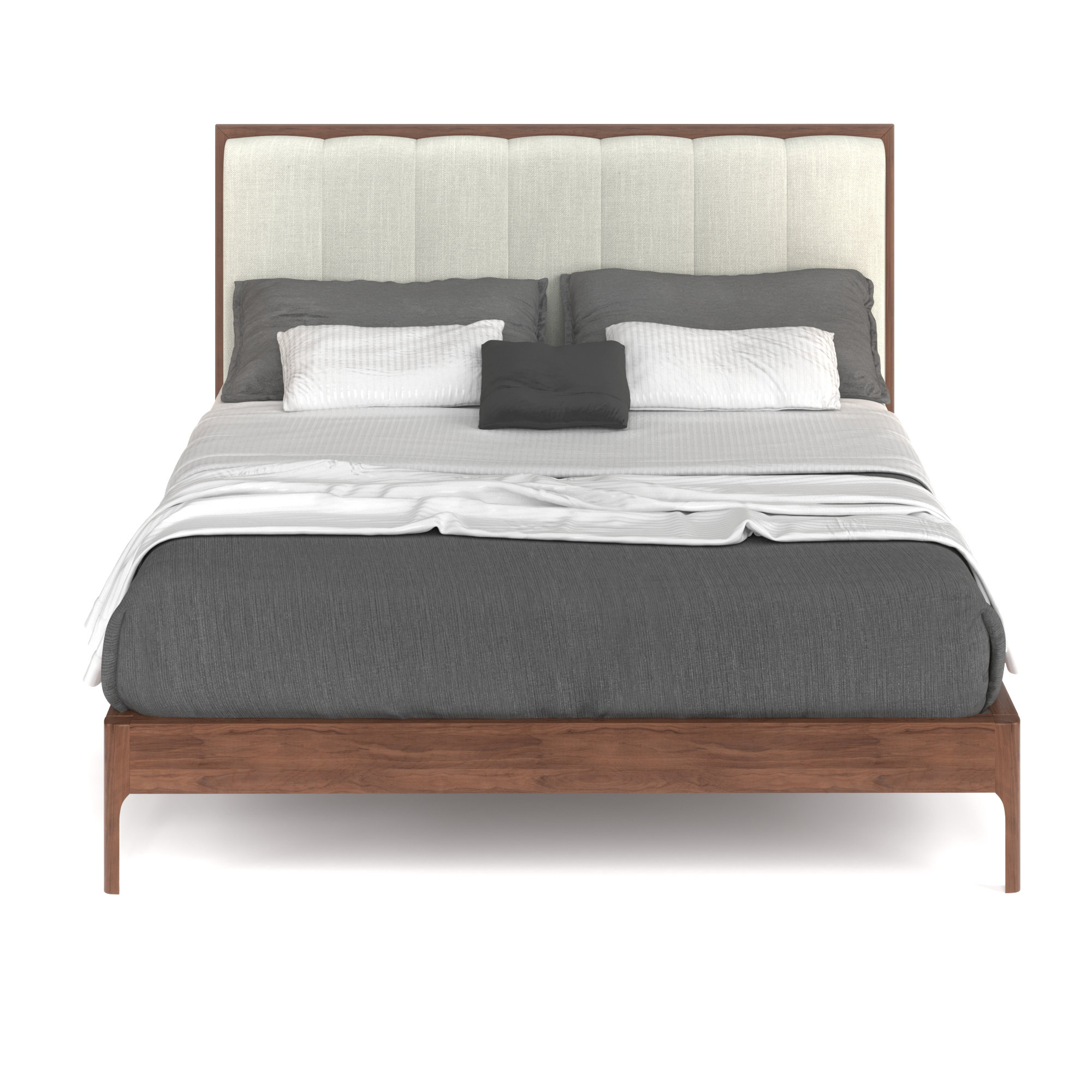 Walnut upholstered deals bed