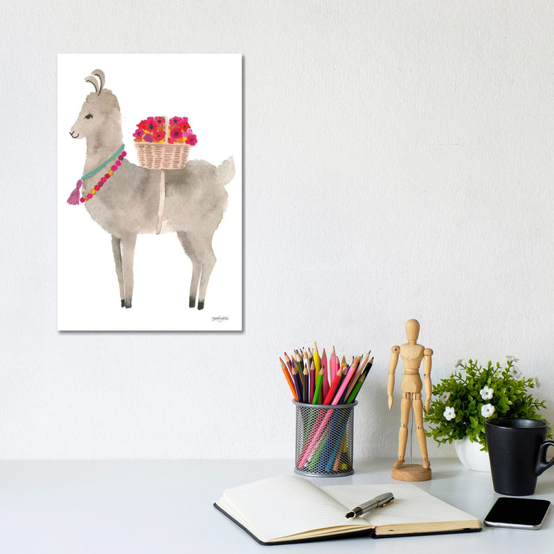 La La Llama II by Jenaya Jackson - Wrapped Canvas Print, 20.32 cm H x 30.48 cm W