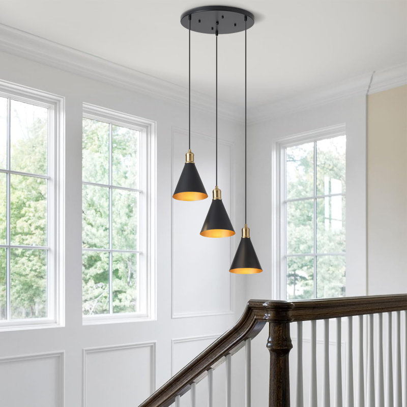 Luminaire suspendu moderne 3 lumières noir
