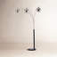 Lampe sur pied à arc 3 lumières Orson - 84, noir mat, nickel brossé, verre soufflé à la bouche, base en marbre, intensité variable