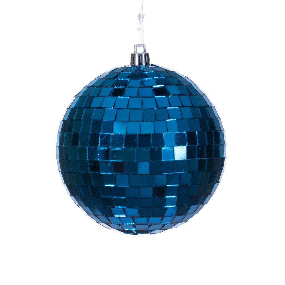 Mirror Ball Ornament, Blue, 4.75" H x 4.75" W x 4.75" D, 4