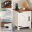Table de chevet avec station de charge USB - Table de bout rustique 18 po avec porte de grange coulissante, tablette réglable, rangement à deux niveaux - Chambre / salon-1709142617