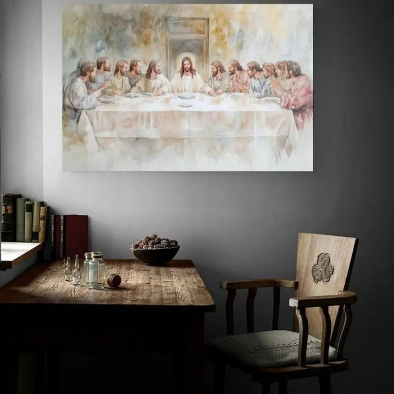 Reproduction d'art sur toile Christian Watercolor, 16*12 inch (40*30*2cm)